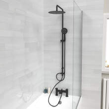 Nes Home Round Shower Riser Rail Kit With Mixer Tap & Handset Matte Black