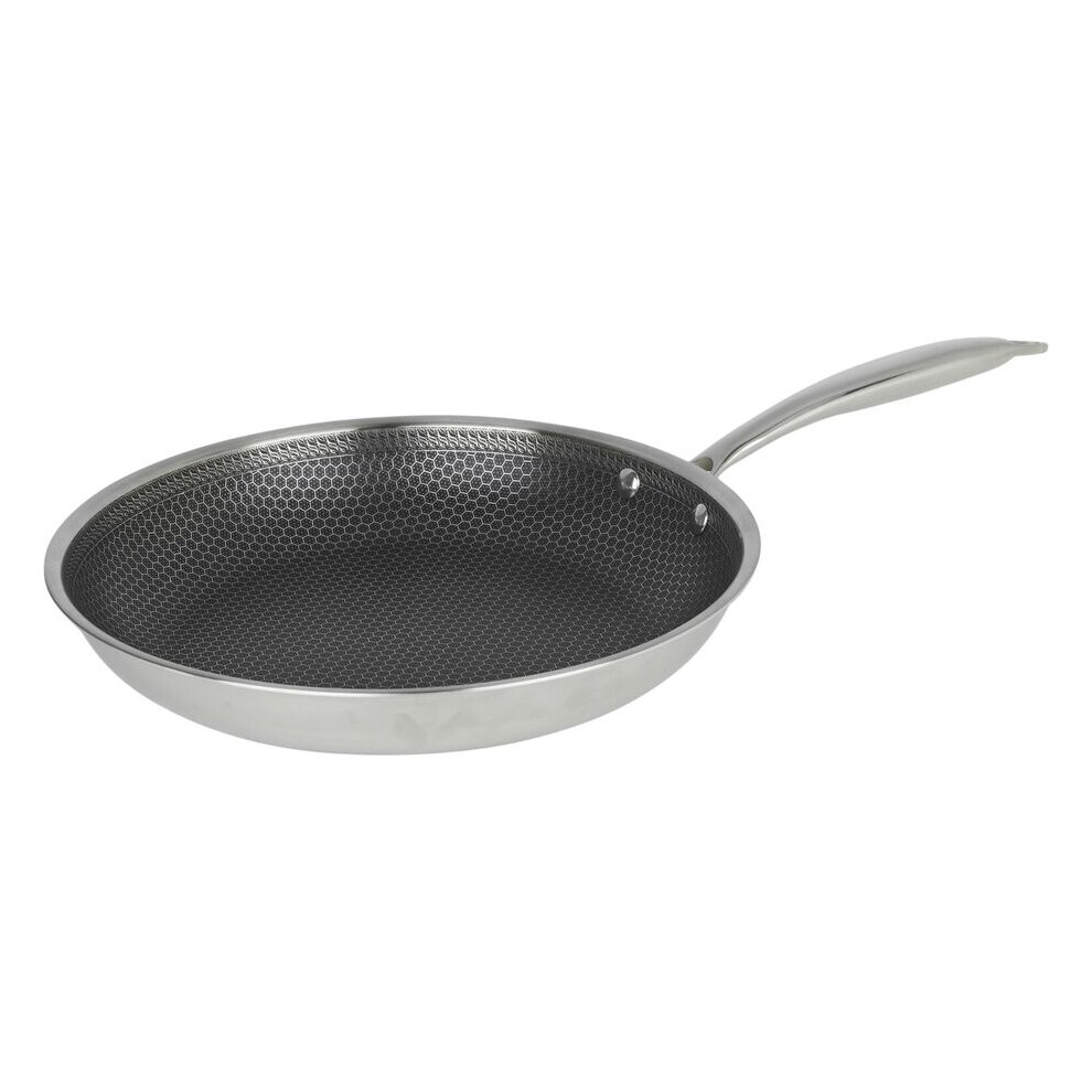 (28cm Frying Pan) Hextec Non Stick Stainless Steel Induction Cookware Tempered Glass Lid