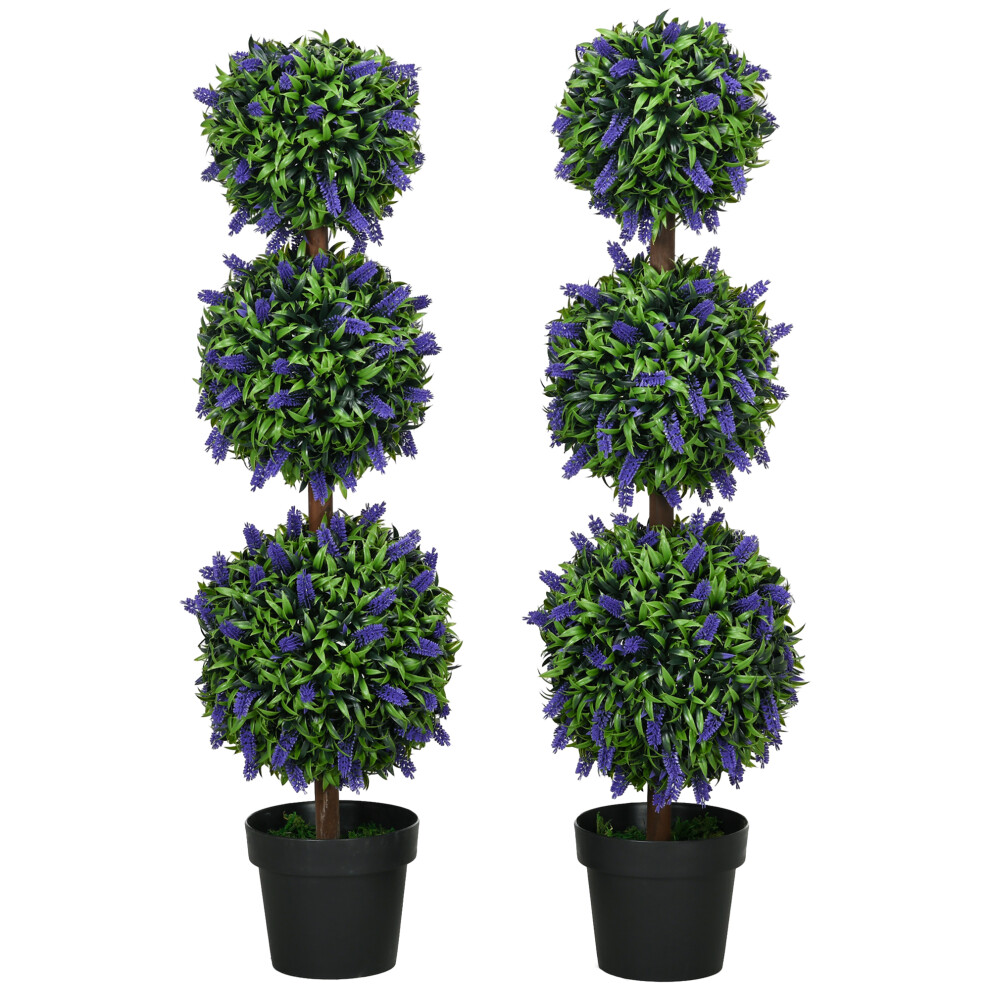 Set Of 2 Decorative Artificial Plants With Lavender Flower For Décor