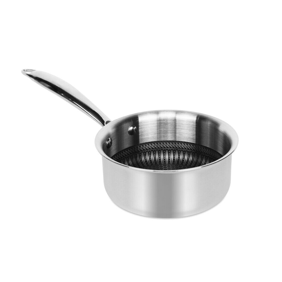 (16cm Milk Pan) Hextec Non Stick Stainless Steel Induction Cookware Tempered Glass Lid