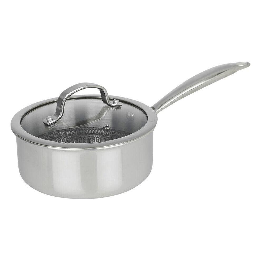 Urbn-Chef (18Cm Saucepan) Hextec Non Stick Stainless Steel Induction Cookware Tempered Glass Lid