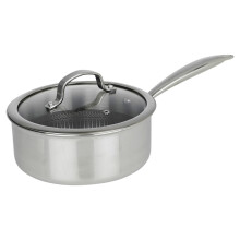 (20cm Saucepan) Hextec Non Stick Stainless Steel Induction Cookware Tempered Glass Lid