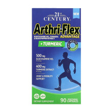 21st Century Arthri-Flex Advantage Plus Turmeric, Supports Joint Health, Reduces Joint Discomfort, Dietary Supplement, 90 Veg Capsules