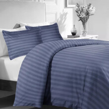 (Single: 137 x 200 CM, Washed Blue) Stripe Duvet Quilt Cover Set OR Pillowcases Pair