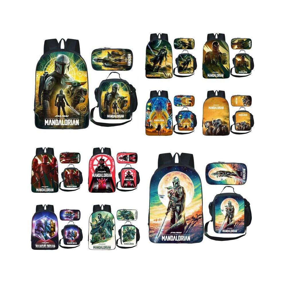 3Pcs/Sets Star Wars Mandalorian Backpack School Lunch Bag Rucksack Pencil Case-as the picture-Only 1Pcs Lunch Bag