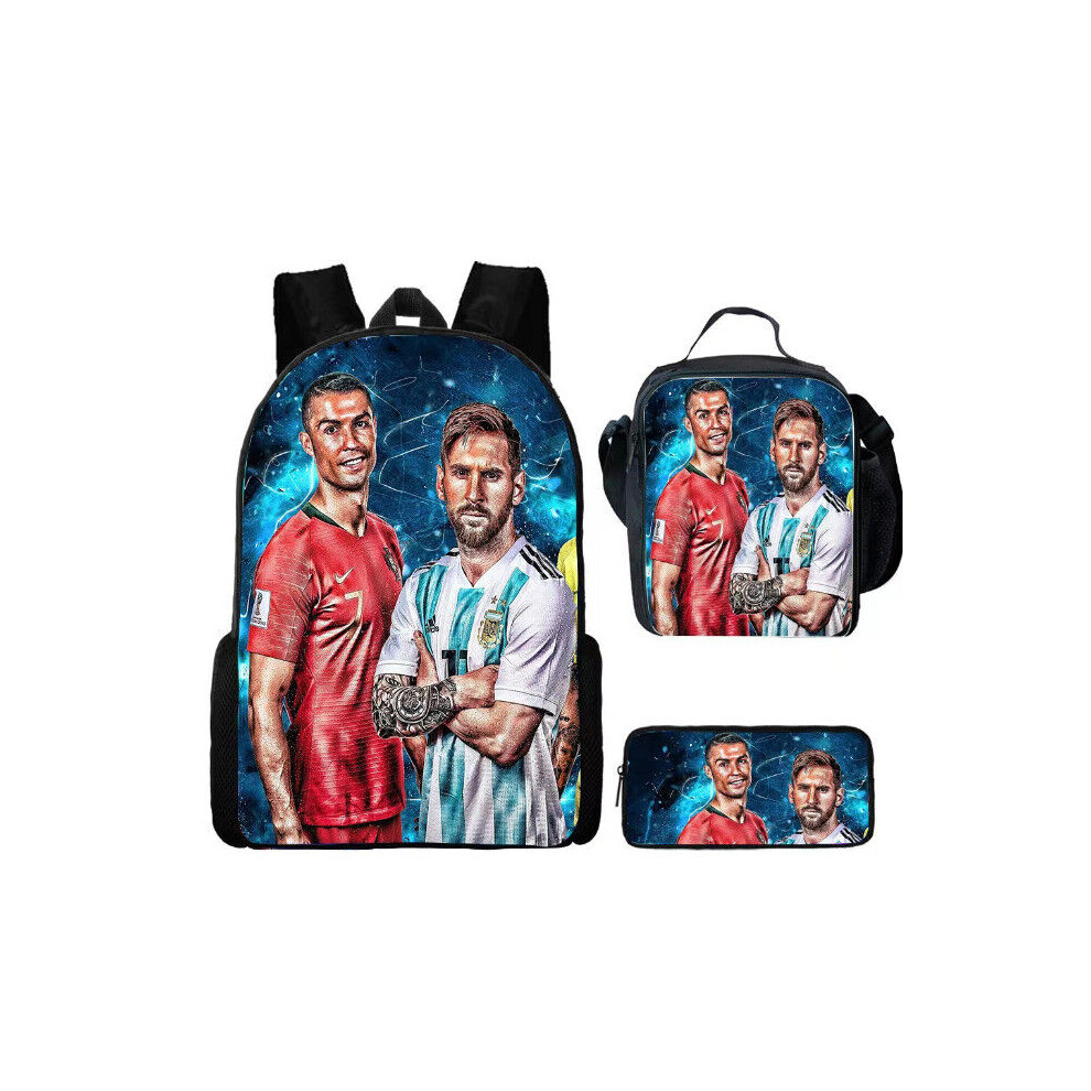 Football Star Ronald Cr7 Backpack Bookbag School Lunch Bag Rucksack Pencil Cases-as the picture-Only 1Pcs Backpack