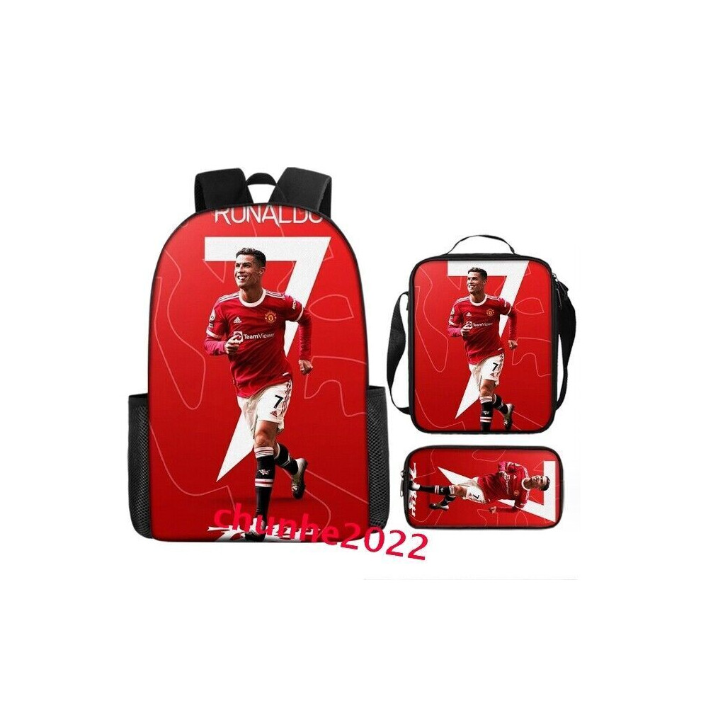 Football Star Ronald Cr7 Backpack Bookbag School Lunch Bag Rucksack Pencil Cases-as the picture-Only 1Pcs Backpack