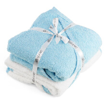 (Blue) GEEZY 2 x Hooded Baby Towel 100% Cotton Bath Wrap Baby Shower Gifts Boy Girl
