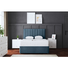 (Double, Blue) Amelia Divan Upholstered Bed