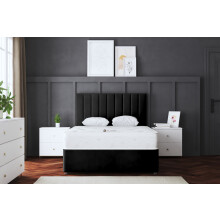 (Double, Black) Amelia Divan Upholstered Bed