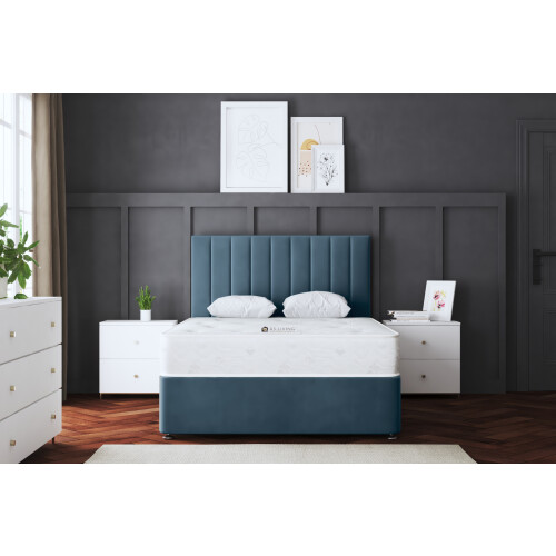 DS Living (King, Blue) Amelia Divan Upholstered Bed