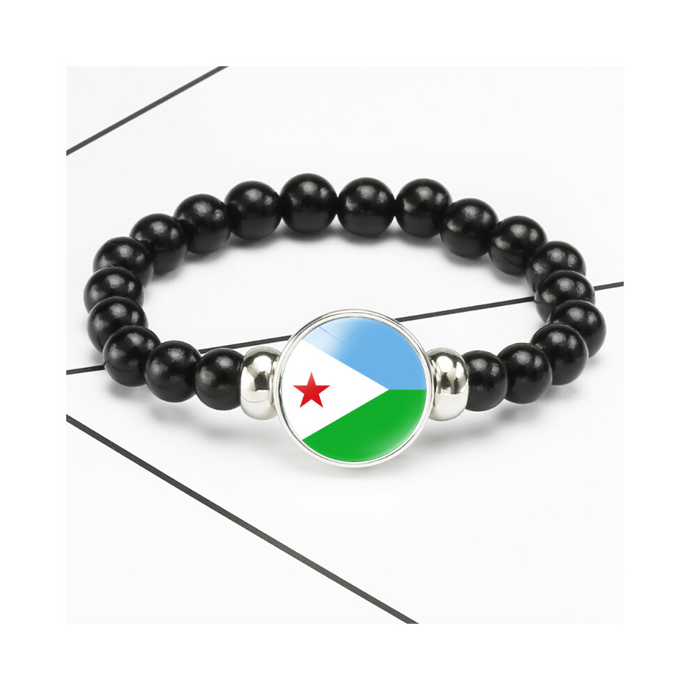 (Djibouti) African Vibrant Nations Flag Motif Stretch Bracelet Unisex Hanrafted Jewelry
