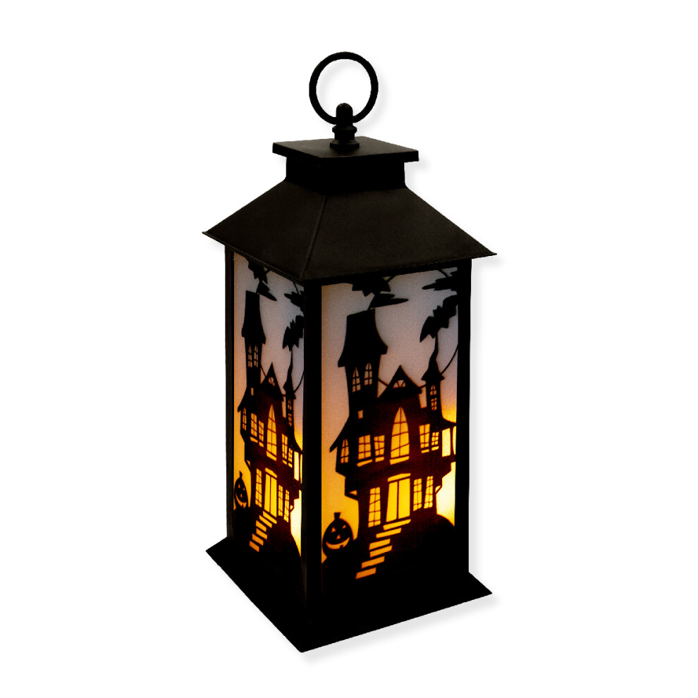 Global Gizmos 46289 LED Halloween Lantern / Flickering Candle Lantern Effect / 6 Hour Timer / Convenient Hanging Hook