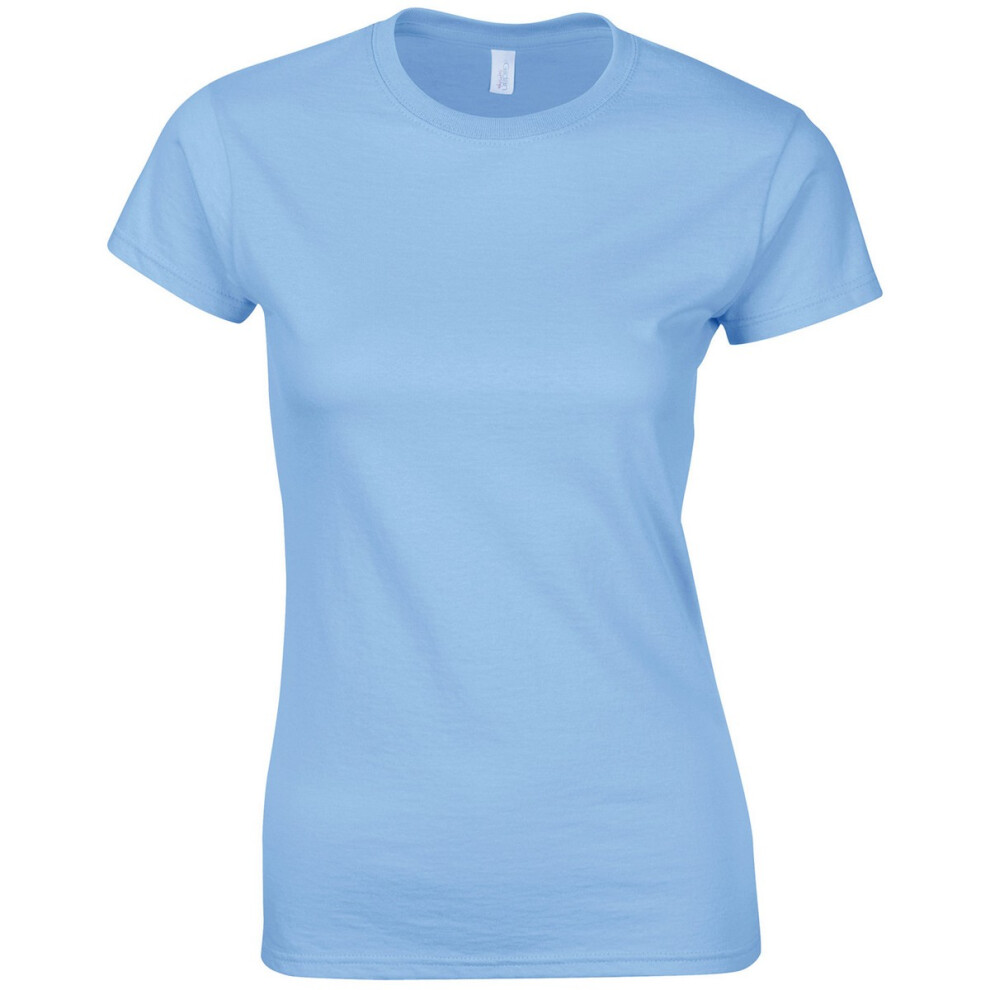(16 UK, Light Blue) Gildan Womens/Ladies Softstyle Plain Ringspun Cotton Fitted T-Shirt