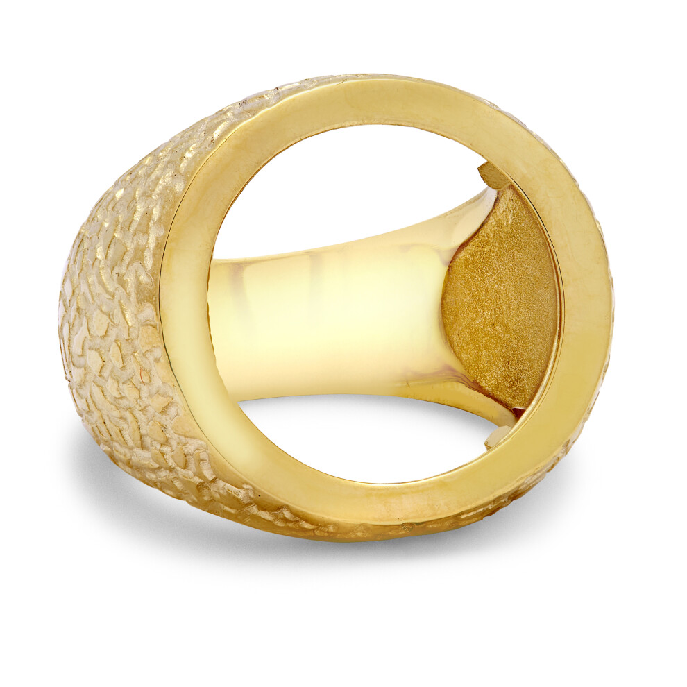 (Z1) Jewelco London Men's Solid 9ct Yellow Gold 1oz Crocodile Skin Round Bezel Full Sovereign Coin Mount Ring - JRN555-F