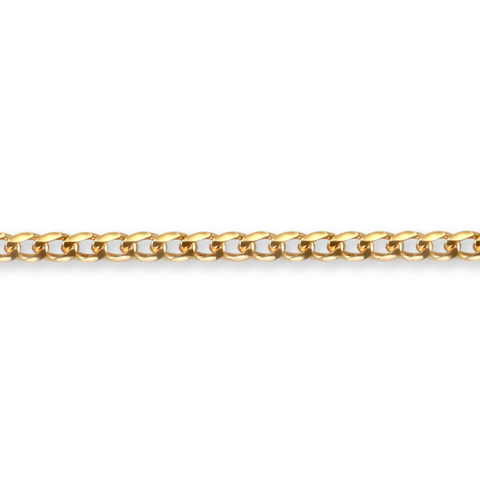 (20) Jewelco London Unisex Solid 9ct Yellow Gold Flat Curb 1.5mm Gauge Pendant Chain Necklace