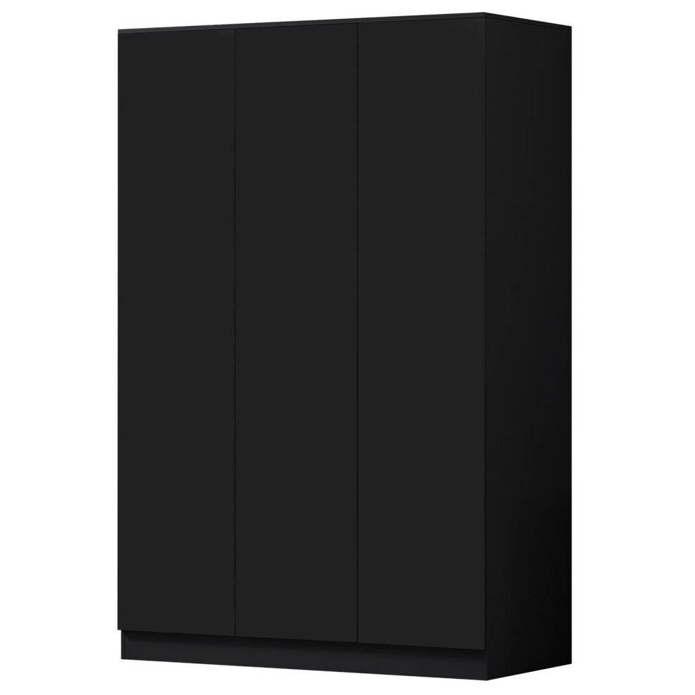 Large Triple 3 Door Matt Black Wardrobe