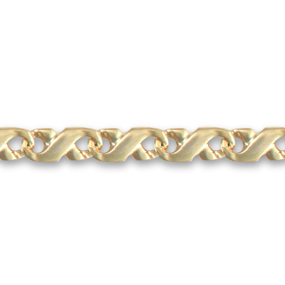 Jewelco London Ladies Solid 9ct Yellow Gold Hand Assembled Infinity 5mm Gauge Chain Bracelet, 7.5 inch - JBB333-7.5