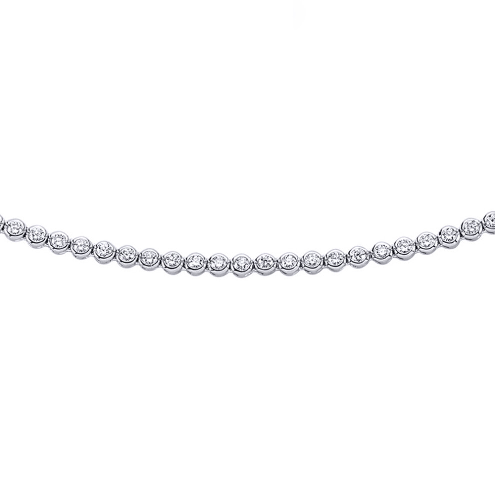 Jewelco London Ladies Sterling Silver Cubic Zirconia Eternity Rubover Tennis Necklace 3.5mm 16 inch - GVK095