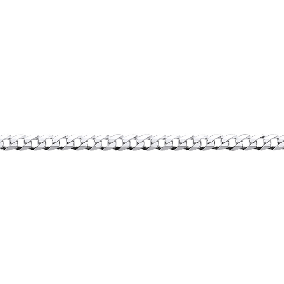 Jewelco London Mens Rhodium Plated Sterling Silver Bevelled Ultra Flat Curb Chain Bracelet 3mm 8.5 inch - GVCH32-8.5