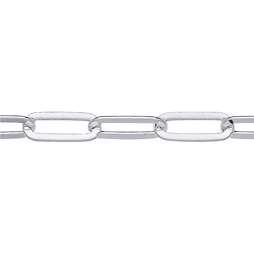 Jewelco London Unisex Rhodium Plated Sterling Silver Flat Paper Clip Pill Shape Chain Bracelet 5mm 8.5 inch - GVB480