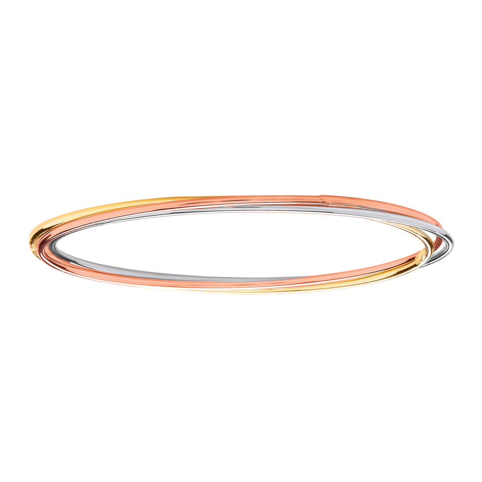 Jewelco London Ladies Rhodium Yellow & Rose Gold-Plated Sterling Silver Russian Wedding Bangle Bracelet 3 x 1.5mm - BRC97
