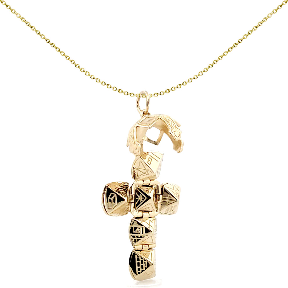 Jewelco London Men's 9ct Gold Medium Globe Cross Masonic 13mm Orb Ball Pendant - JMS011