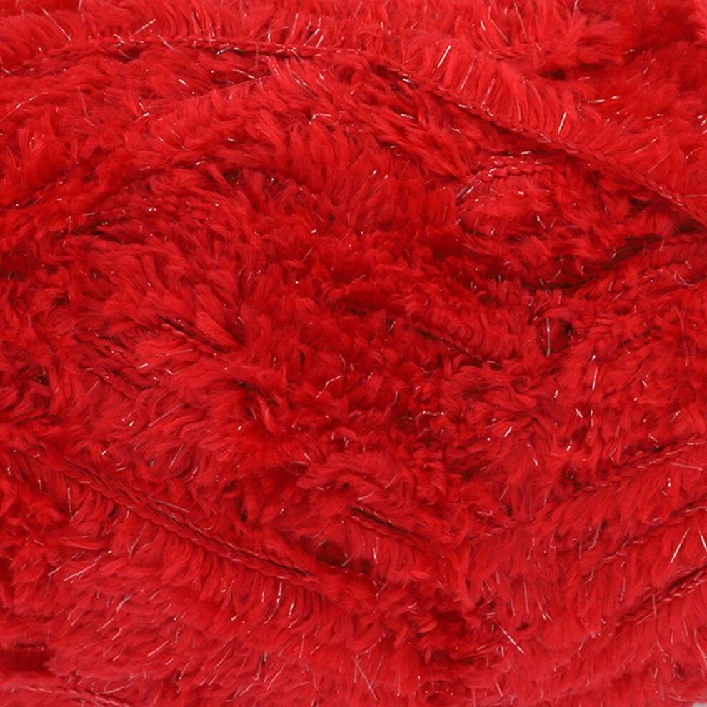 (Red (5423)) King Cole Truffle Glitz Faux Fur Effect Knitting Craft Yarn 100g