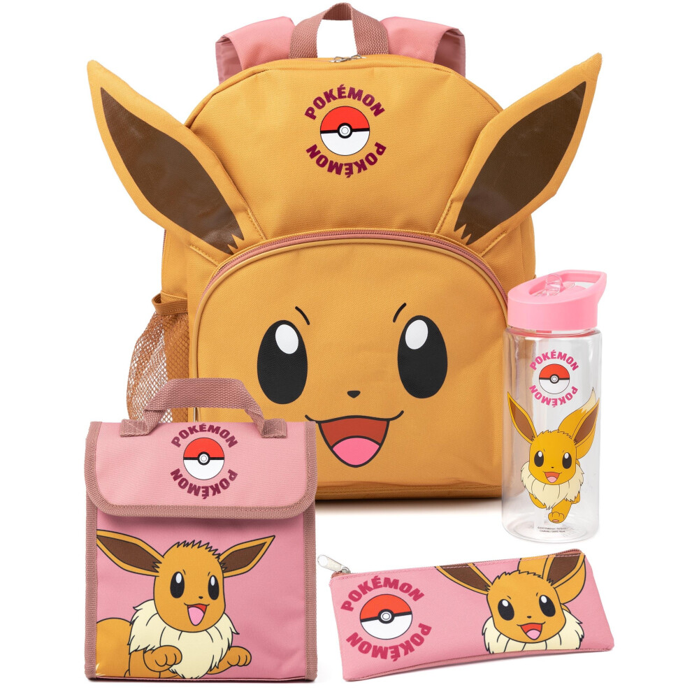 Pokã©Mon Unisex Brown Pokemon Eevee Backpack Set