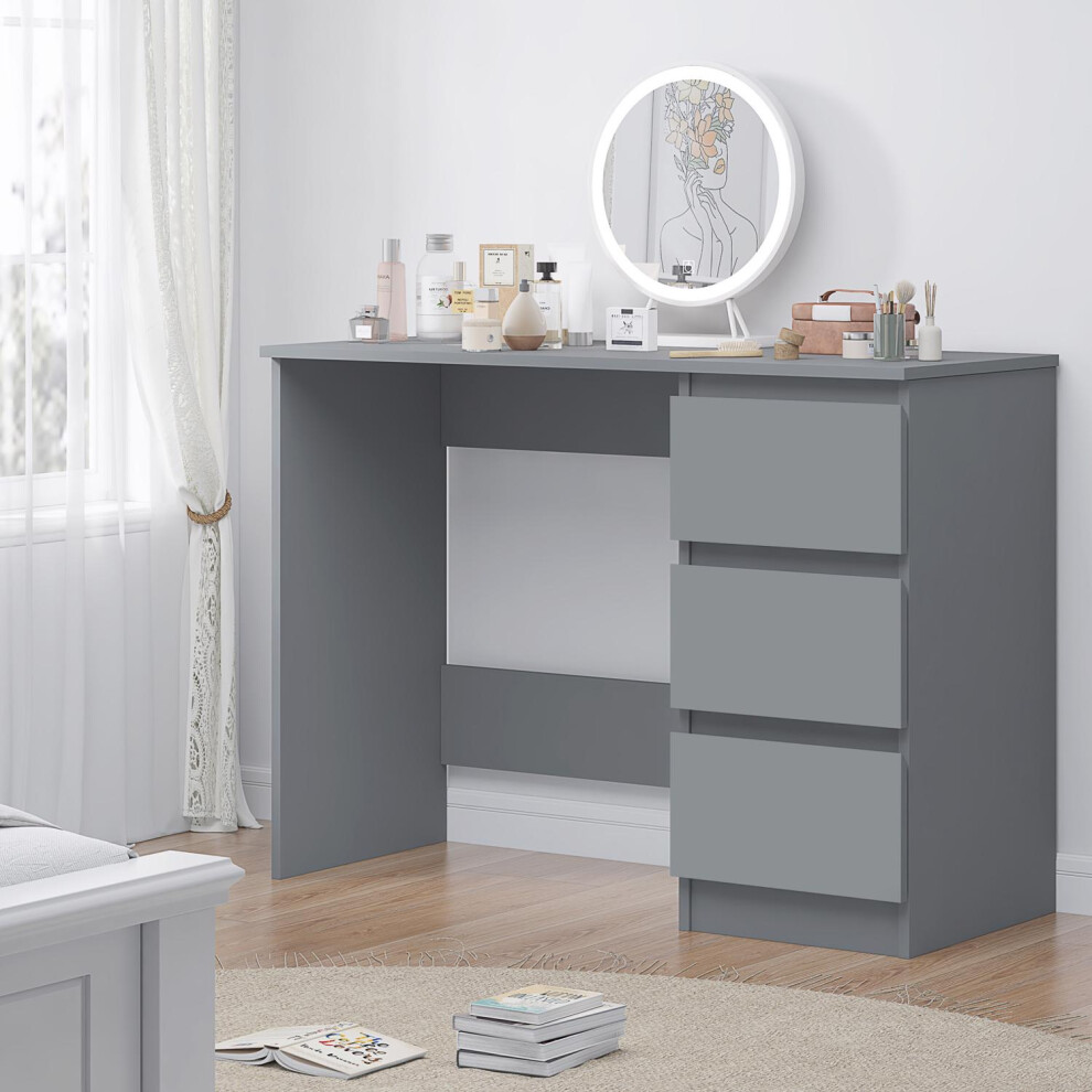3 Drawer Home Office Desk Dressing Table Dark Matt Grey
