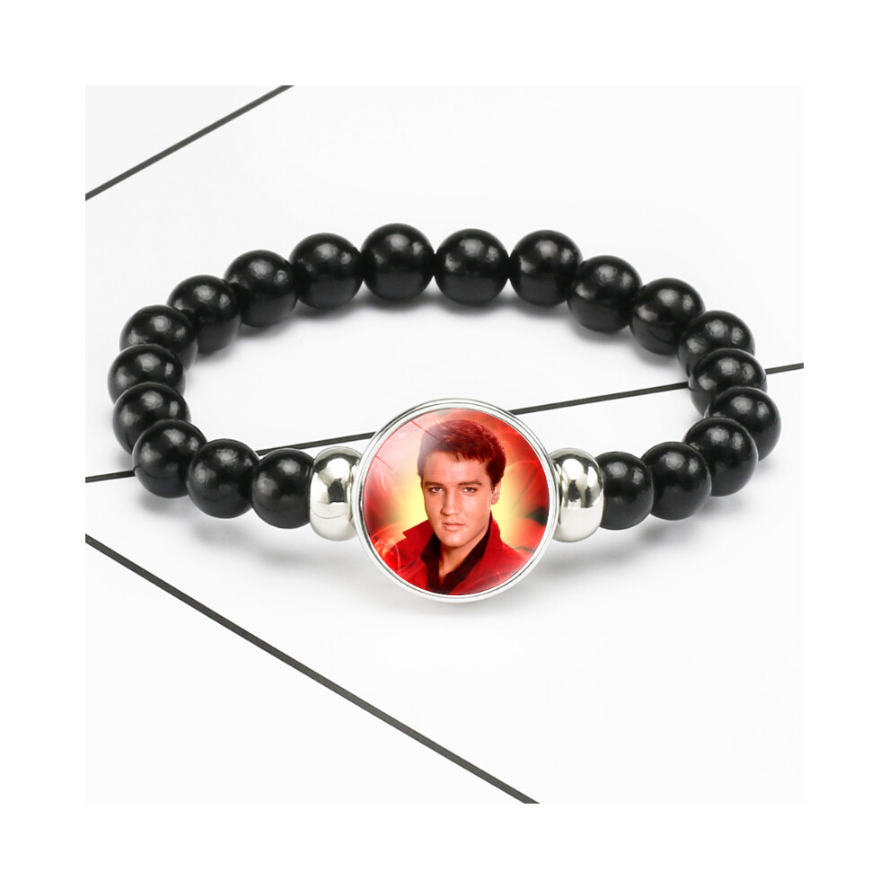 (3804) Unique Elvis Presley Black Bead Bracelet Gemstone Unisex Fashion Accessory
