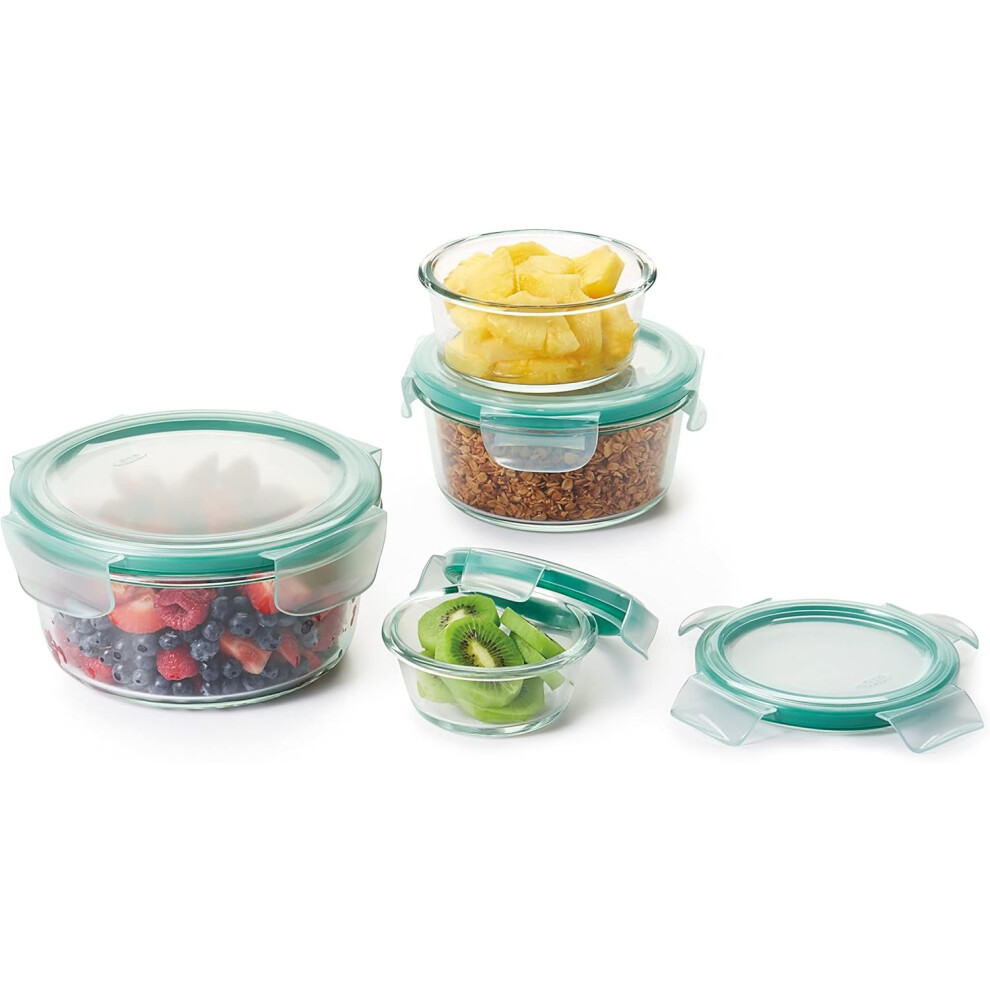 OXO Good Grips 8 Piece Smart Seal Airtight Glass Round Container Set