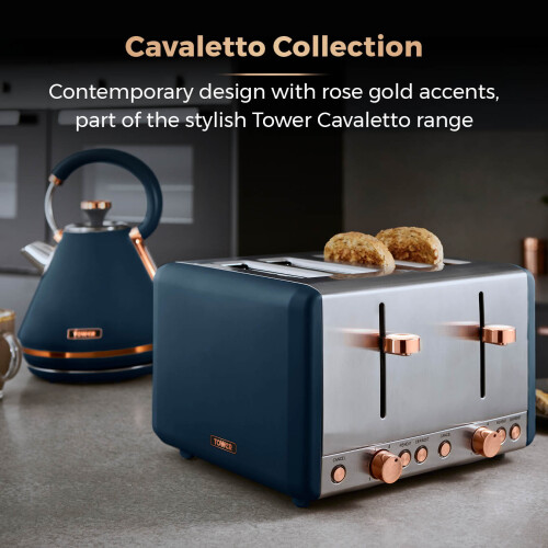 Tower Tower Blue Cavaletto Kettle Toaster Microwave Breadbin Canisters 2