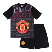 (Black, 12-13 Years) Manchester United FC Official Football Gift Boys Short Pyjamas