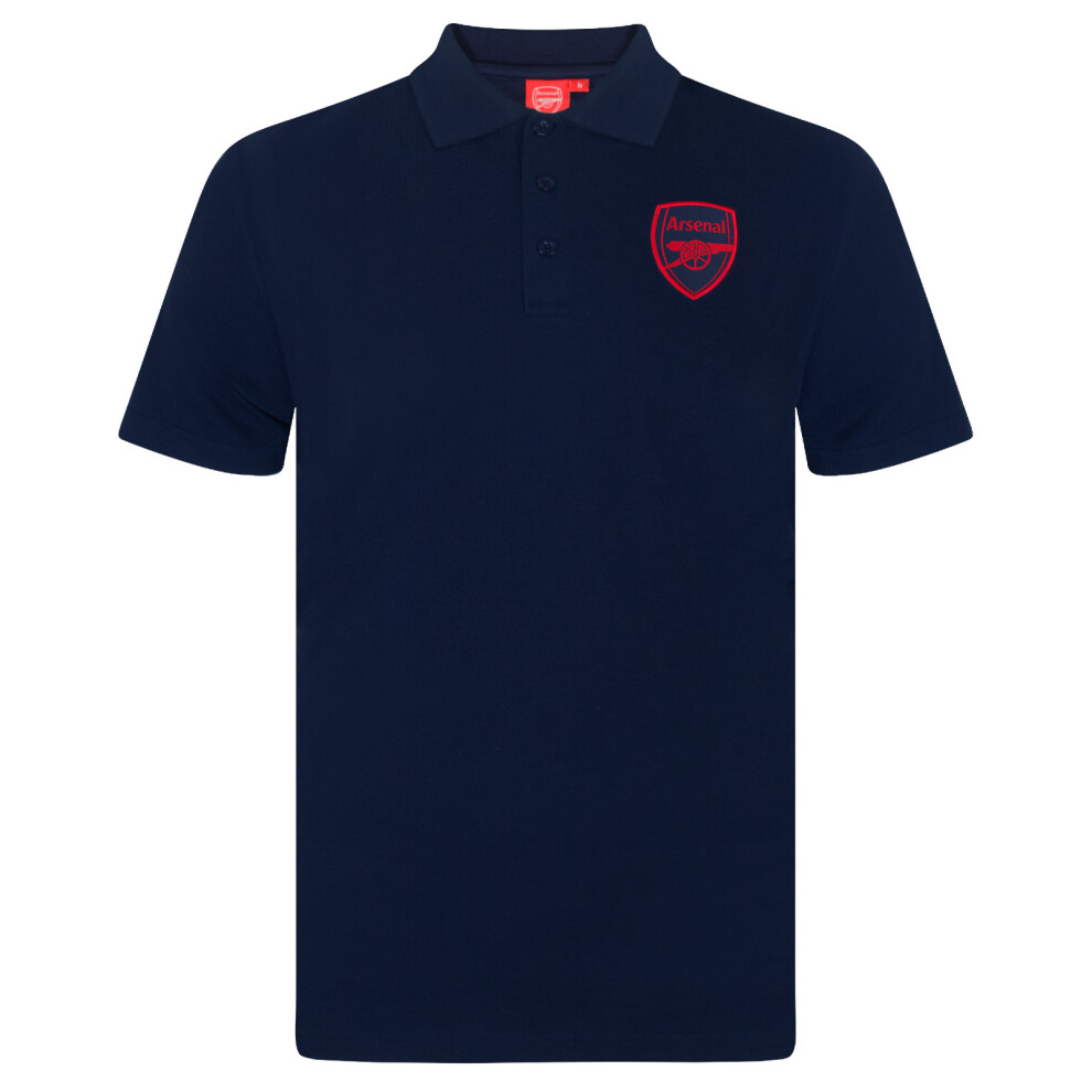 (Navy Blue, 3XL) Arsenal FC Official Football Gift Mens Crest Polo Shirt