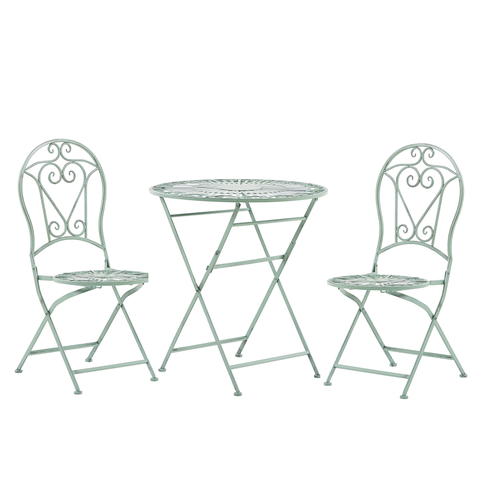 Bistro Set Folding TRENTO Metal Light Green