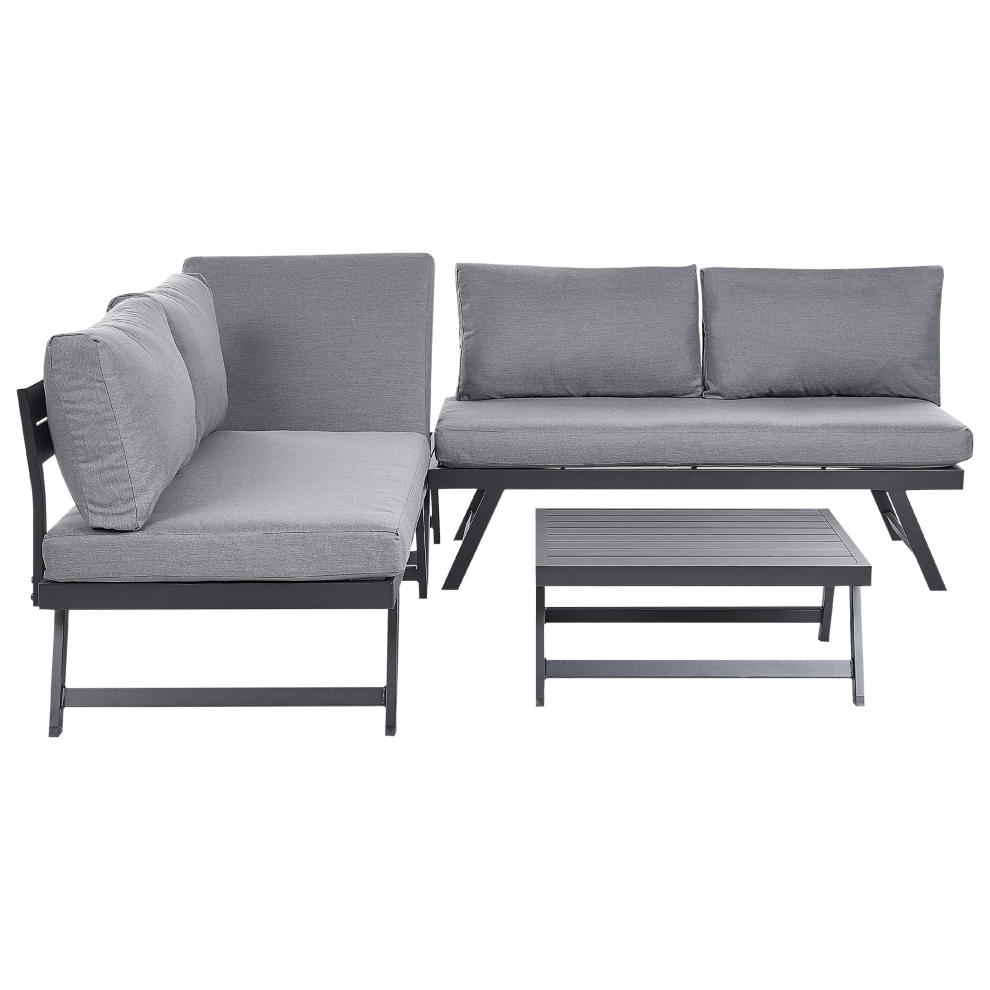 Garden Corner Sofa with Table 5 Seater COCCORINO Metal Grey