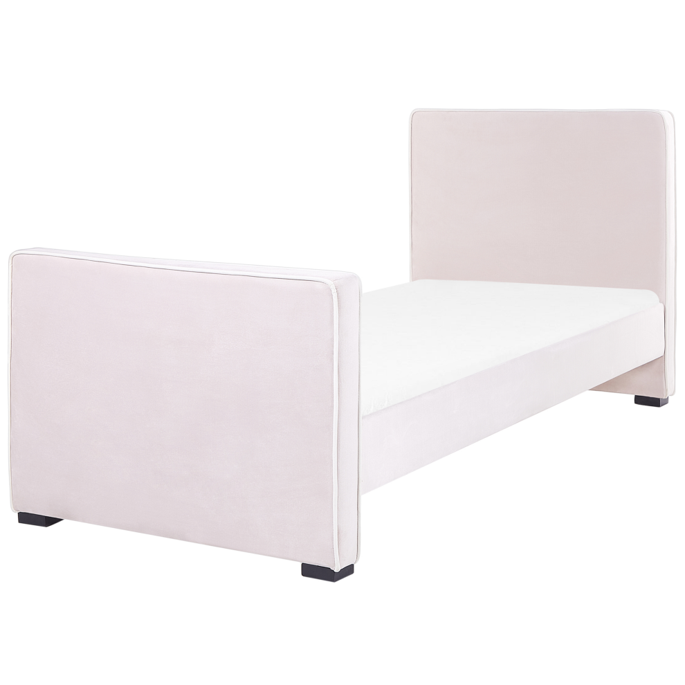 Kids Bed Velvet TEENIE 90 x 200 cm (EU Single) Pastel Pink