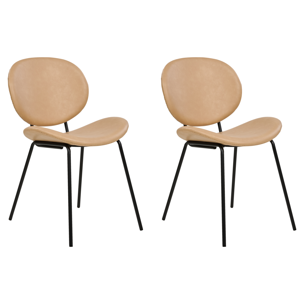 Set of 2 Dining Chairs LUANA Faux Leather Sand Beige