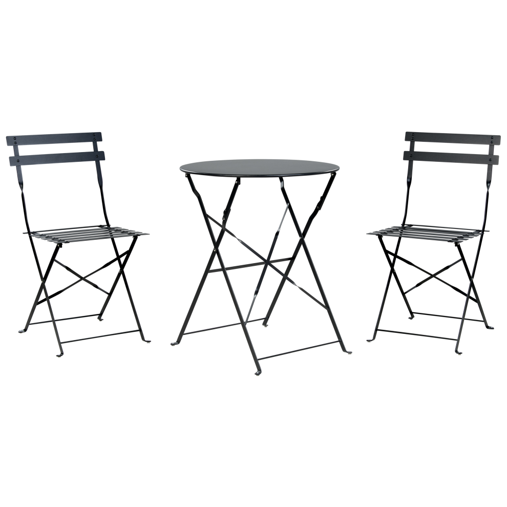 Bistro Set Folding FIORI Metal Black