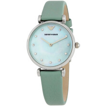 EMPORIO ARMANI WOMEN'S WATCH AR1959 GREEN STRAP GREEN DIAL SILVER CASE