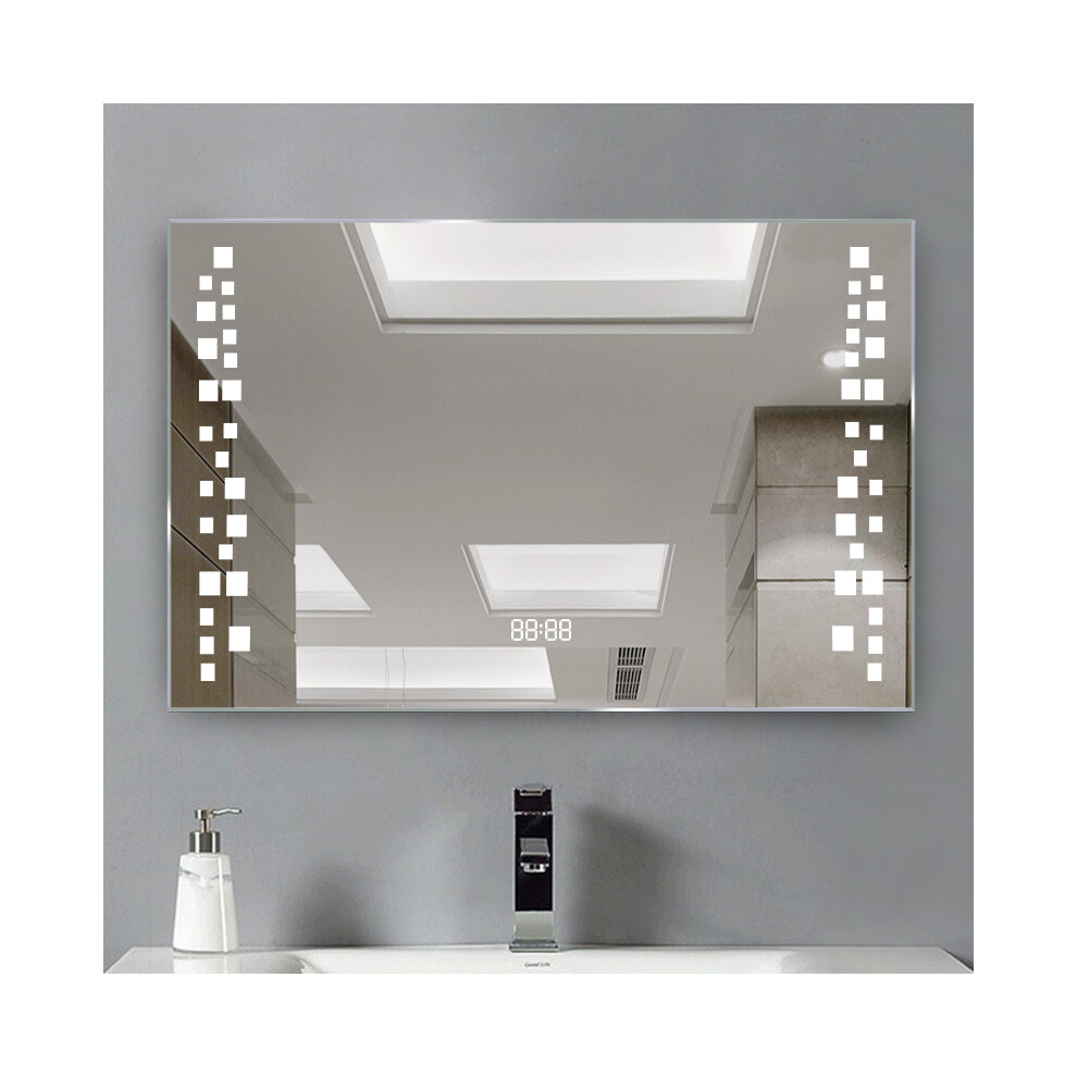 Modern Fog-Free LED Horizontal Bathroom Mirror, Surface Mount