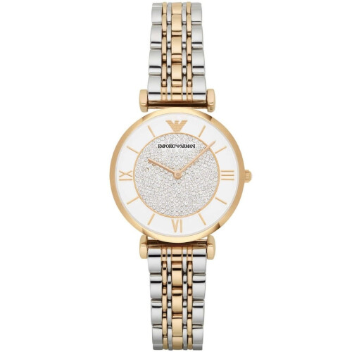 Armani ARMANI WOMEN'S WATCH AR2076 SILVER GOLD STRAP WHITE DIAL GOLD CASE 1