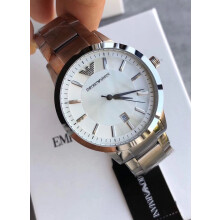 EMPORIO ARMANI MEN'S WATCH AR2431 SILVER STRAP WHITE DIAL SILVER CASE