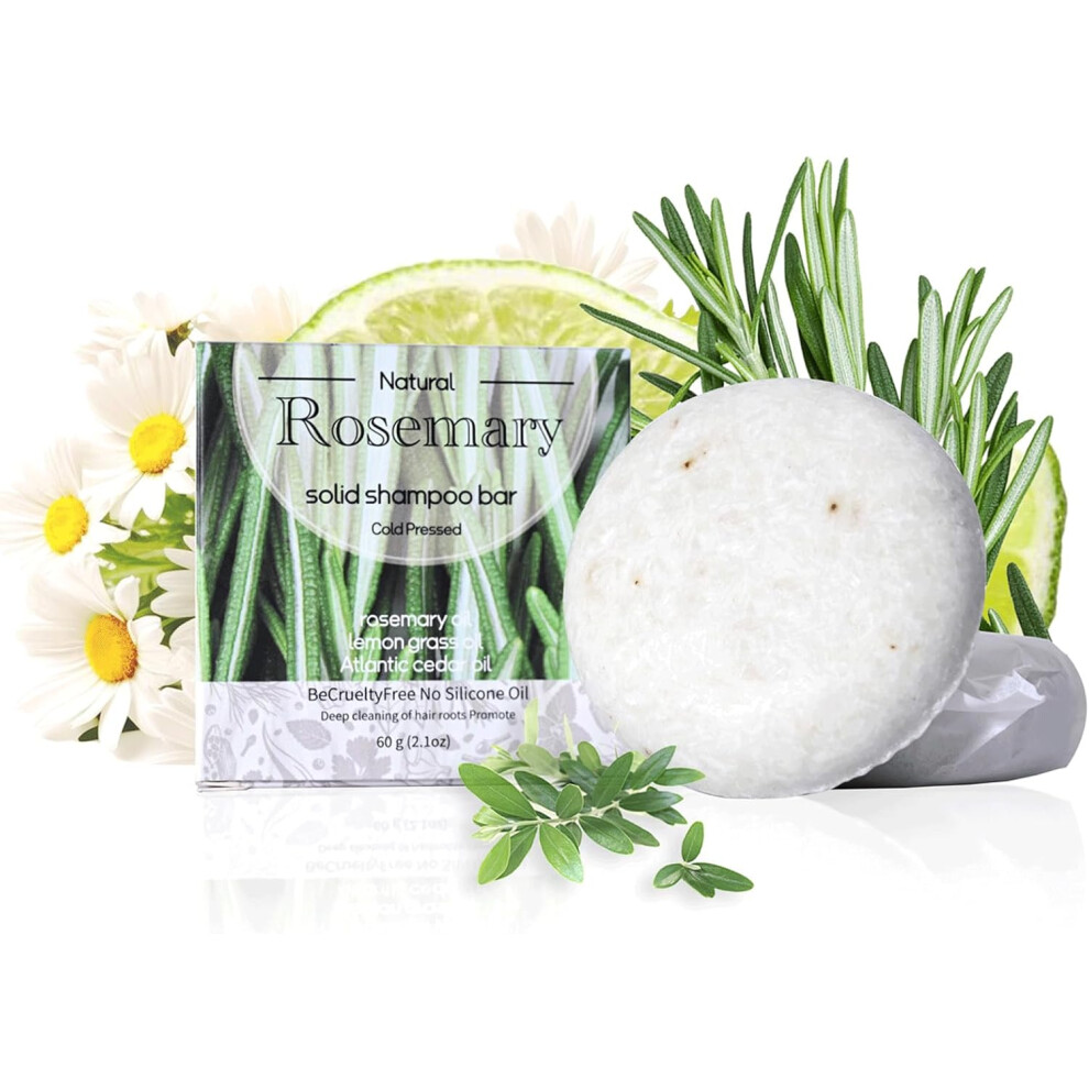 Gogerstar Grey (Rosemary) Bamboo Charcoal Shampoo Bar, Hair Darkening Shampoo&Conditioner Soap, Reducing Shampoo Hair Growth Shampoo