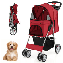 Folding Pet Stroller Portable Pet Travel Pushchair 4 Wheels