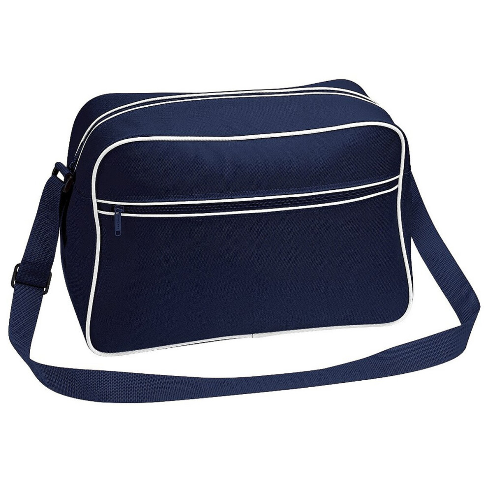 (One Size, French Navy/White) Bagbase Retro 18L Shoulder Bag