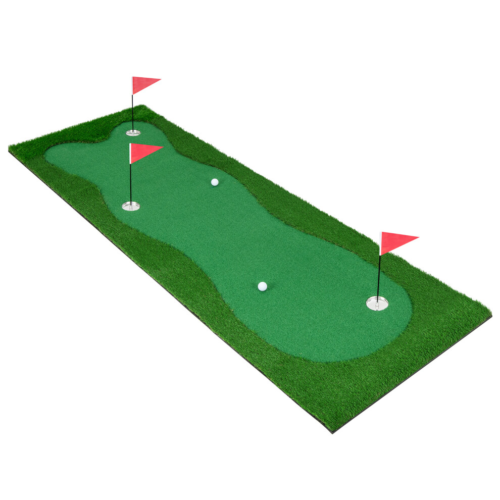 10 x 3.3 FT Golf Putting Mat Green Indoor Golf Practice Mat w/3 Holes