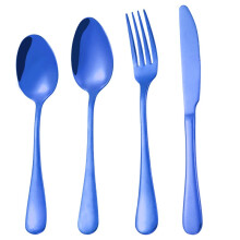 (16pcs Blue) Cutlery Sets Fork for Dining Dishwasher Safe Stainless Steel Christmas Home Gift