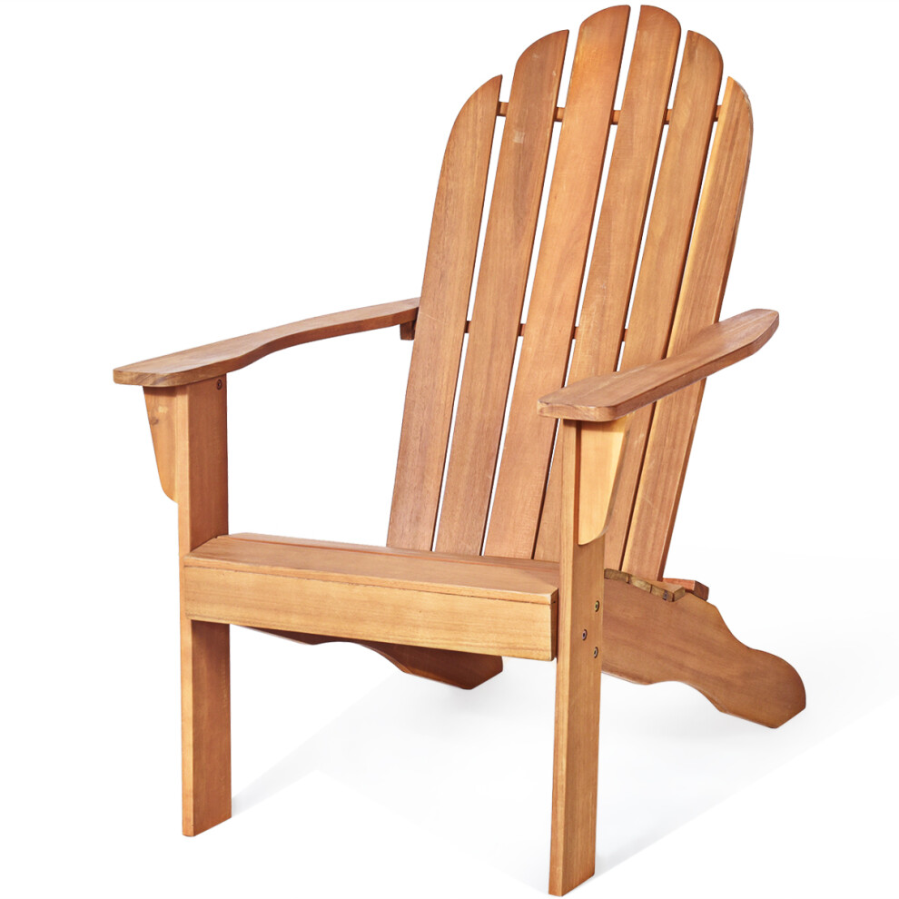 Adirondack Chair Acacia Wood Adirondack Lounger Chair w/ Slat Seating